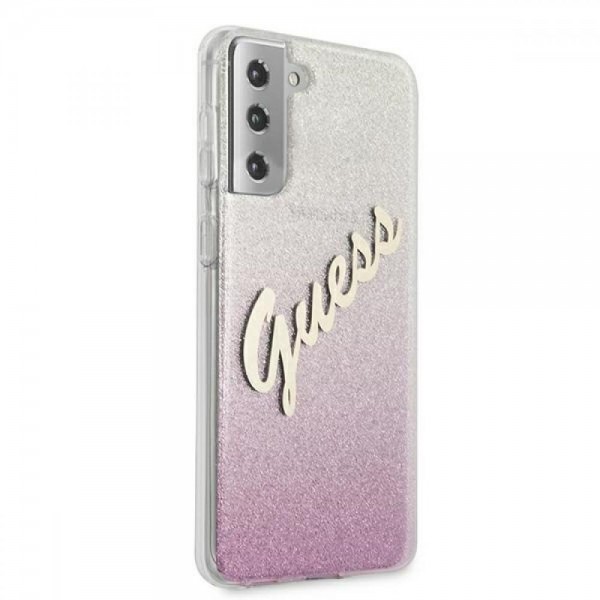 Guess Glitter Gradient Script Logo Θήκη προστασίας από σιλικόνη – Samsung Galaxy S21 (Pink/Glitter)