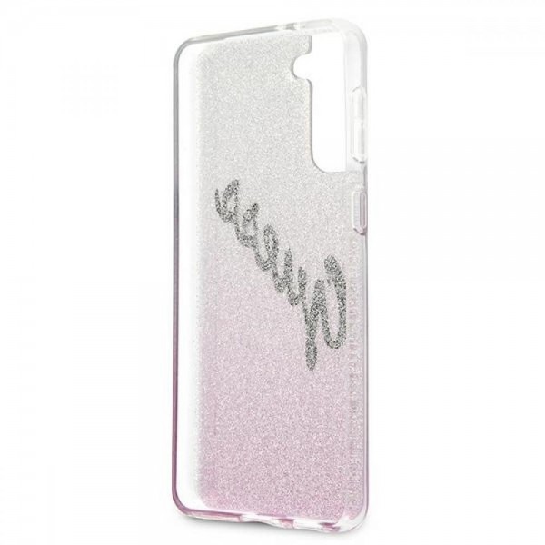 Guess Glitter Gradient Script Logo Θήκη προστασίας από σιλικόνη – Samsung Galaxy S21 (Pink/Glitter)