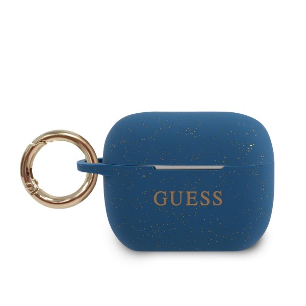 Guess Printed Logo Silicone Case Θήκη προστασίας από σιλικόνη για Apple Airpods Pro (Blue/Glitter)