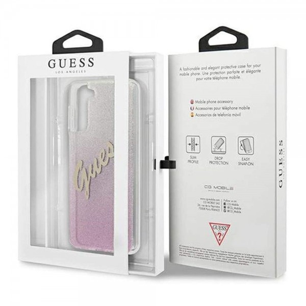 Guess Glitter Gradient Script Logo Θήκη προστασίας από σιλικόνη – Samsung Galaxy S21 Ultra (Pink/Glitter)