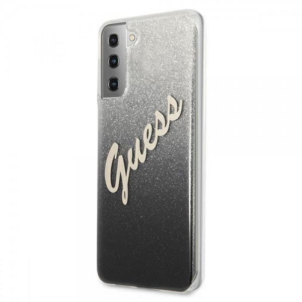 Guess Glitter Gradient Script Logo Θήκη προστασίας από σιλικόνη – Samsung Galaxy S21 (Black/Glitter)