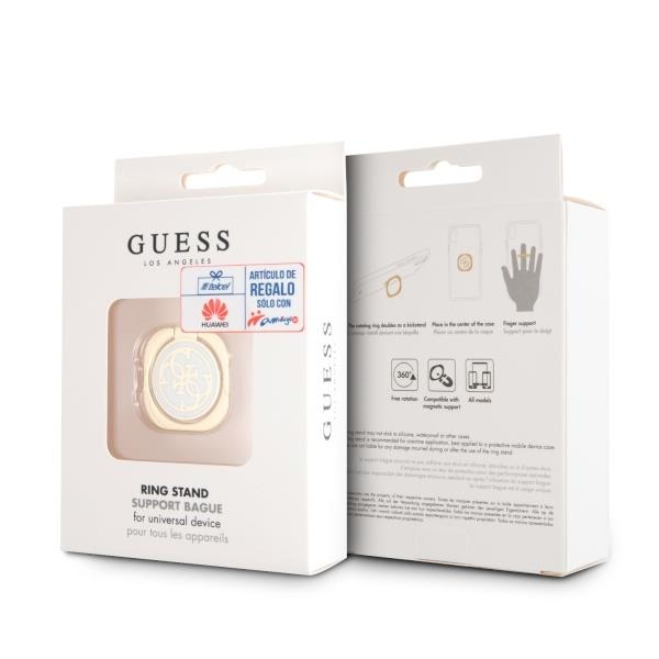 Guess 4G Ring Stand Μοντέρνο Pop Holder για smartphone σε λευκό/χρυσό