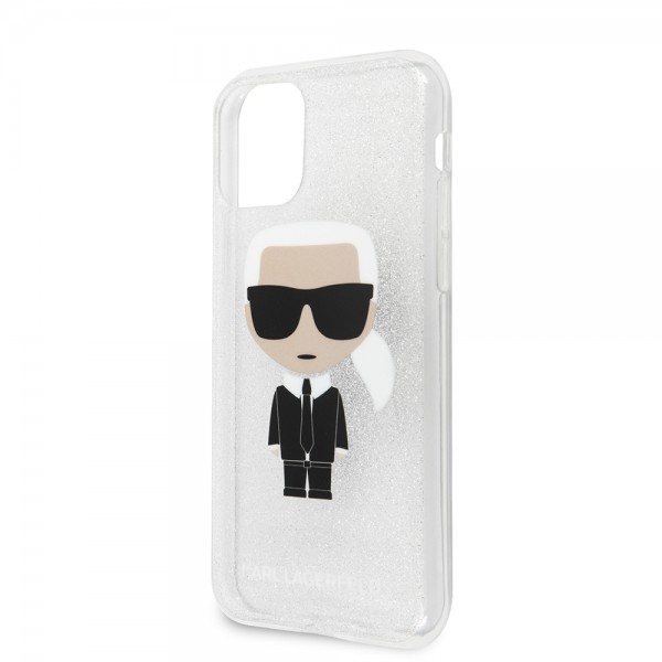 Karl Lagerfeld Ikonik Glitter Case Karl's Head Θήκη προστασίας από σιλικόνη – iPhone 12 / 12 Pro (Glitter Silver)