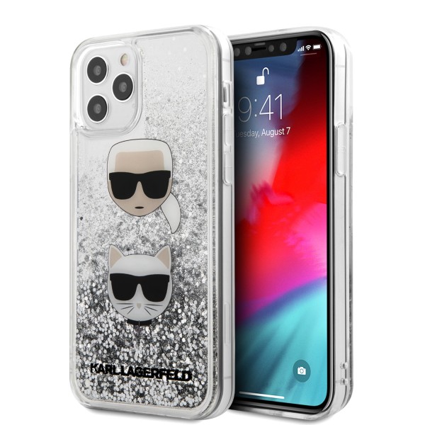 Karl Lagerfeld Liquid Glitter Case 2 Heads Θήκη προστασίας – iPhone 12 / 12 Pro (Clear/Glitter Silver)