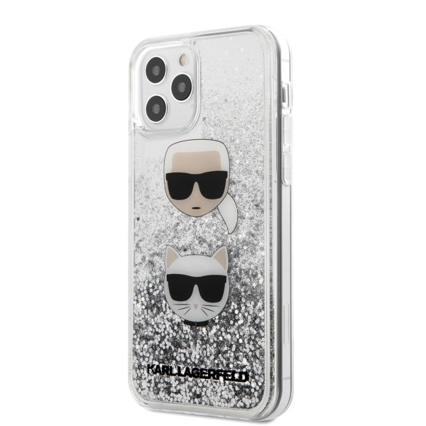 Karl Lagerfeld Liquid Glitter Case 2 Heads Θήκη προστασίας – iPhone 12 / 12 Pro (Clear/Glitter Silver)