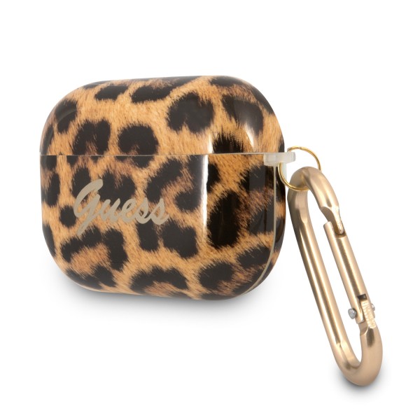 Guess Script Metal Logo Collection Θήκη προστασίας Leopard για Apple Airpods Pro (Χρυσό)