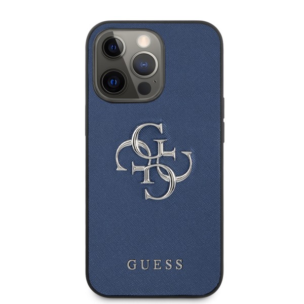 Guess “4G Logo Collection” Hard Case PU Leather Θήκη προστασίας από δερματίνη – iPhone 13 Pro (Μπλε)