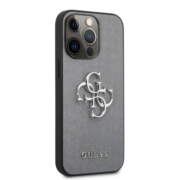 Guess “4G Logo Collection” Hard Case PU Leather Θήκη προστασίας από δερματίνη – iPhone 13 Pro Max (Γκρι)