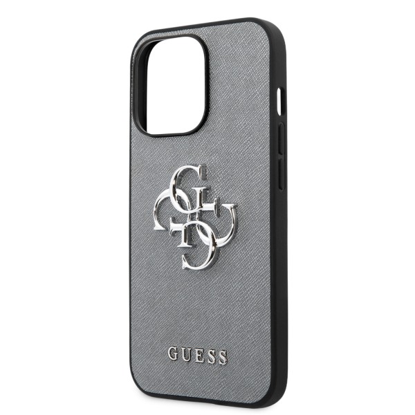 Guess “4G Logo Collection” Hard Case PU Leather Θήκη προστασίας από δερματίνη – iPhone 13 Pro Max (Γκρι)