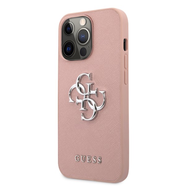 Guess “4G Logo Collection” Hard Case PU Leather Θήκη προστασίας από δερματίνη – iPhone 13 Pro Max (Ροζ)