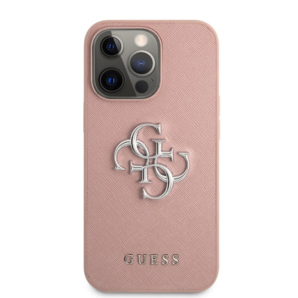 Guess “4G Logo Collection” Hard Case PU Leather Θήκη προστασίας από δερματίνη – iPhone 13 Pro Max (Ροζ)