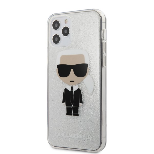 Karl Lagerfeld Ikonik Glitter Case Karl's Head Θήκη προστασίας από σιλικόνη – iPhone 12 / 12 Pro (Glitter Silver)