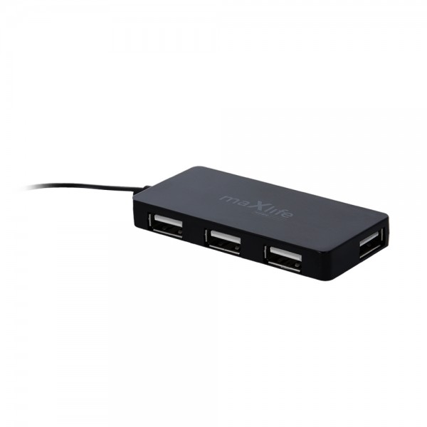 Maxlife Home Office USB 2.0 Hub (4xUSB 0,15m) + Καλώδιο επέκτασης 1,5 m σε χρώμα μαύρο