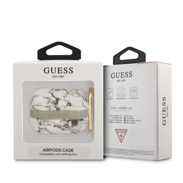 Guess “Marble Collection” Printed Stripe Θήκη προστασίας με όψη μαρμάρου για Apple Airpods Pro (Grey)