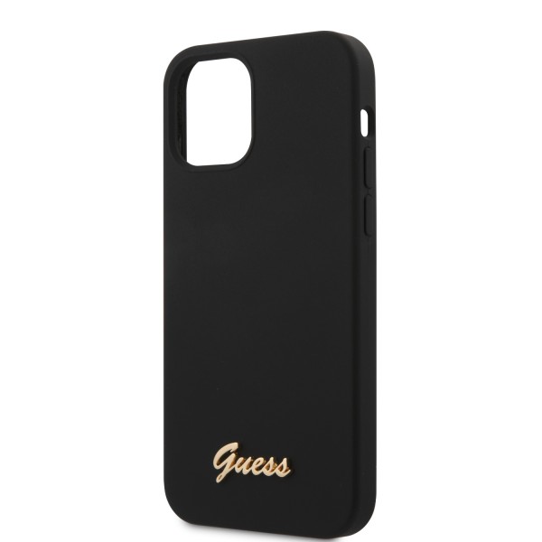 Guess “Vintage Script Gold Logo Collection” Σκληρή Θήκη προστασίας από σιλικόνη – Apple iPhone 12 Pro Max (Μαύρη)