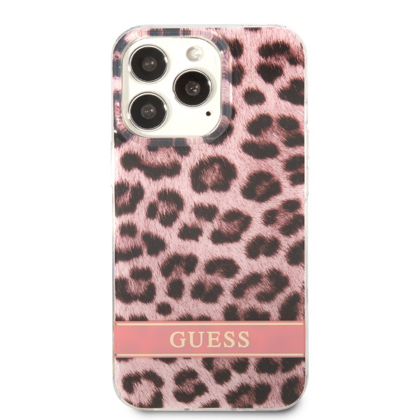 Guess Leopard Electro Stripe Hard Case Θήκη προστασίας με animal print σχεδίαση για iPhone 13 Pro Max (Ροζ/Leopard)