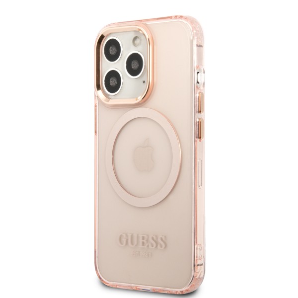 Guess Translucent MagSafe Compatible Back Cover Διάφανη Θήκη προστασίας συμβατή με MagSafe – Apple iPhone 13 Pro (Ροζ)