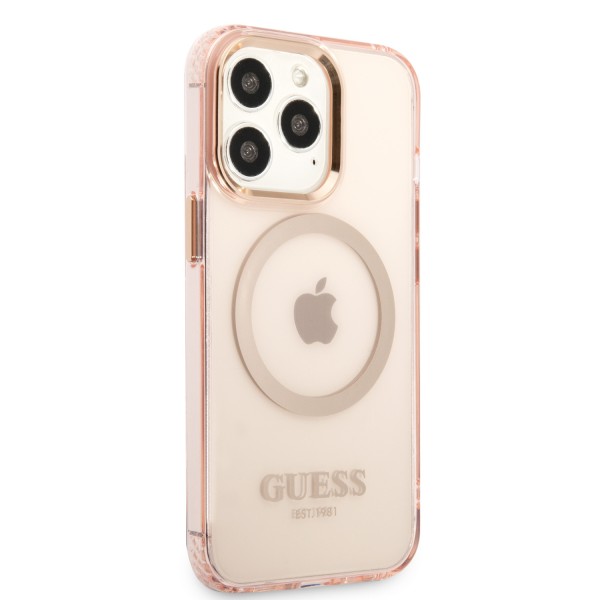 Guess Translucent MagSafe Compatible Back Cover Διάφανη Θήκη προστασίας συμβατή με MagSafe – Apple iPhone 13 Pro (Ροζ)