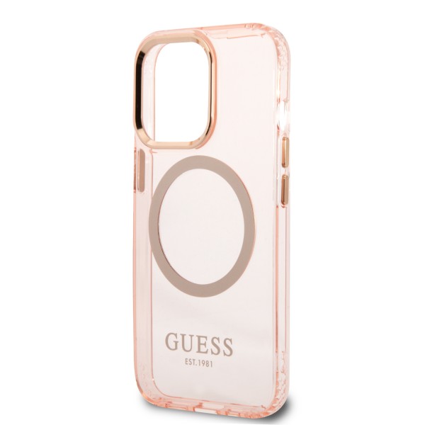 Guess Translucent MagSafe Compatible Back Cover Διάφανη Θήκη προστασίας συμβατή με MagSafe – Apple iPhone 13 Pro (Ροζ)