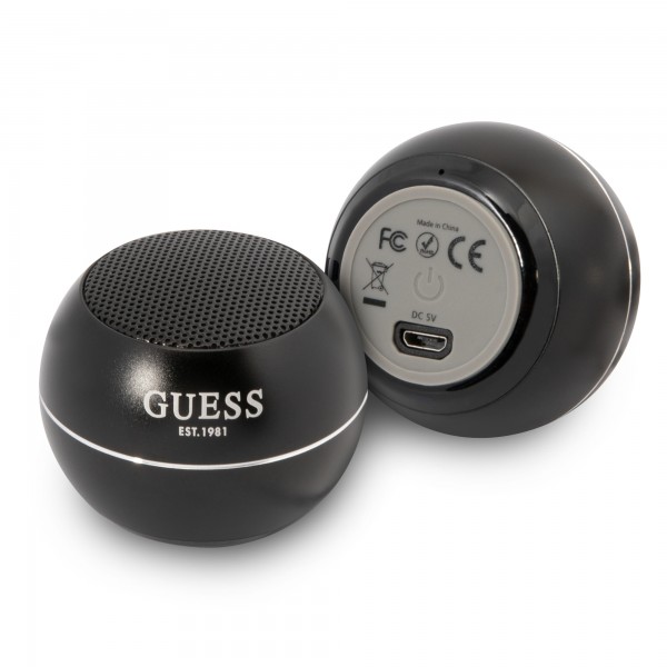 Guess Mini Φορητό Αλουμινένιο Ηχείο Bluetooth 3W με 4 ώρες αυτονομία (μαύρο)