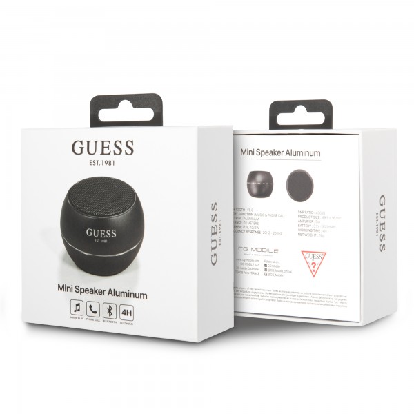 Guess Mini Φορητό Αλουμινένιο Ηχείο Bluetooth 3W με 4 ώρες αυτονομία (μαύρο)