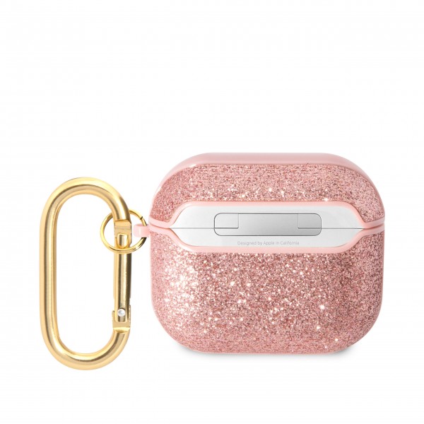 Guess Glitter Flakes Case Θήκη προστασίας από σιλικόνη για Apple Airpods 3 (Glitter Pink)