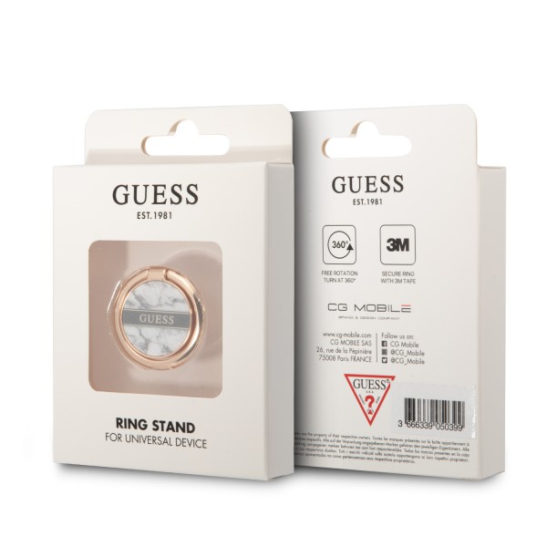 Guess 4G Ring Stand Μοντέρνο Pop Holder για smartphone σε λευκό/χρυσό/μάρμαρο