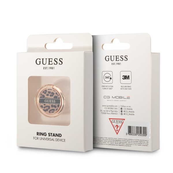 Guess 4G Ring Stand Μοντέρνο Pop Holder για smartphone σε χρυσό/leopard