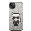 Karl Lagerfeld Glitter Flakes Case with Ikonik Patch and Metal Logo Θήκη προστασίας από σιλικόνη – iPhone 14 Plus (Glitter Silver) #KLHCP14MGFKPG