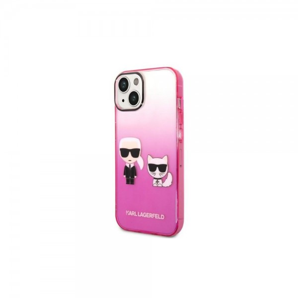 Karl Lagerfeld Ikonik Gradient Transparent Case Karl and Choupette Θήκη προστασίας από σιλικόνη – iPhone 14 (Clear / Gradient Pink)