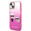 Karl Lagerfeld Ikonik Gradient Transparent Case Karl and Choupette Θήκη προστασίας από σιλικόνη – iPhone 14 (Clear / Gradient Pink)