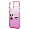 Karl Lagerfeld Ikonik Gradient Transparent Case Karl and Choupette Θήκη προστασίας από σιλικόνη – iPhone 14 (Clear / Gradient Pink)