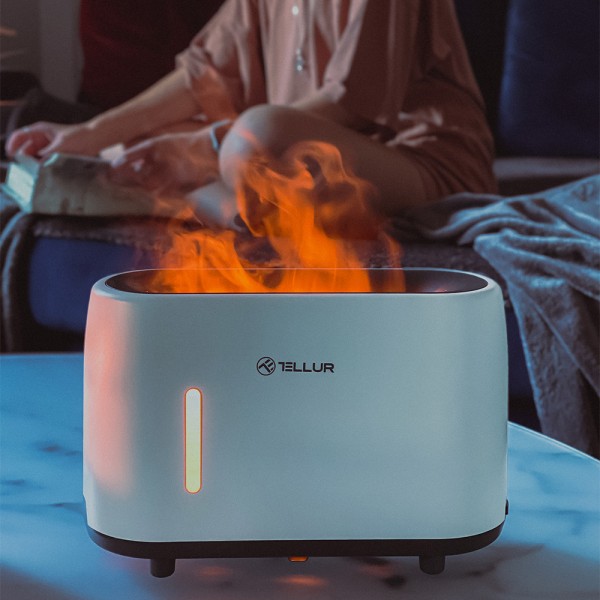 Tellur Flame Aroma Diffuser Ηλεκτρονικός υγραντήρας τηλεχειριζόμενος σε λευκό χρώμα (TLL441121)