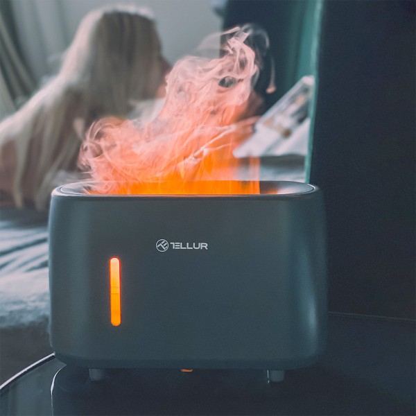 Tellur Flame Aroma Diffuser Ηλεκτρονικός υγραντήρας τηλεχειριζόμενος σε σκούρο γκρι χρώμα (TLL441131)