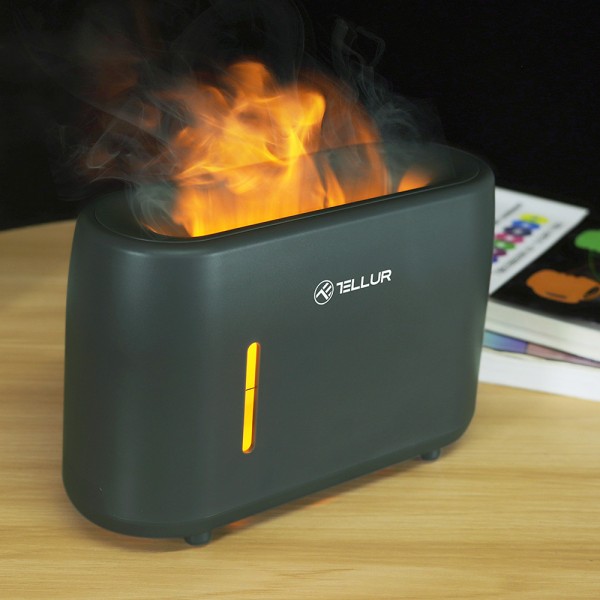 Tellur Flame Aroma Diffuser Ηλεκτρονικός υγραντήρας τηλεχειριζόμενος σε σκούρο γκρι χρώμα (TLL441131)