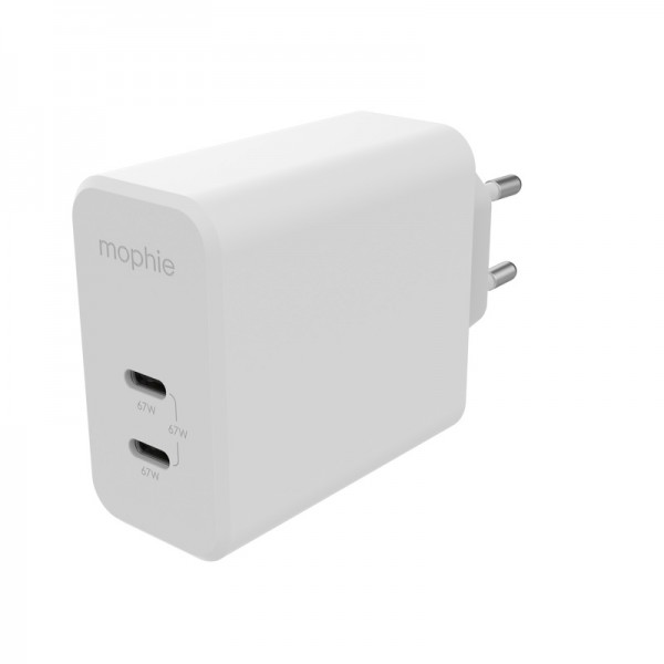 Mophie Speedport 67W 2xUSB-C GaN Fast Wall Charger Οικιακός φορτιστής ταχείας φόρτισης ισχύος 67W (λευκός) (409909304)