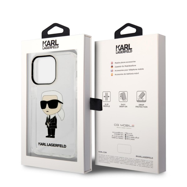 Karl Lagerfeld Ikonik Back Cover Case Karl Διάφανη θήκη προστασίας από TPU / PC – iPhone 14 Pro (Clear)