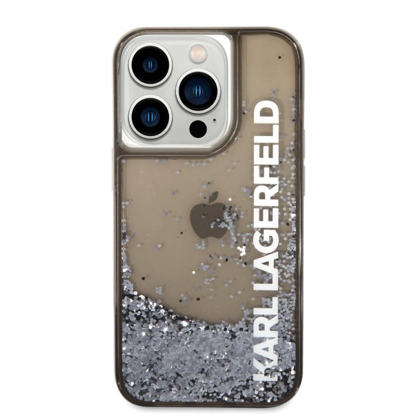 Karl Lagerfeld Liquid Glitter Translucent Case Elongated Logo Θήκη προστασίας – iPhone 14 Pro (Clear Black/Glitter)