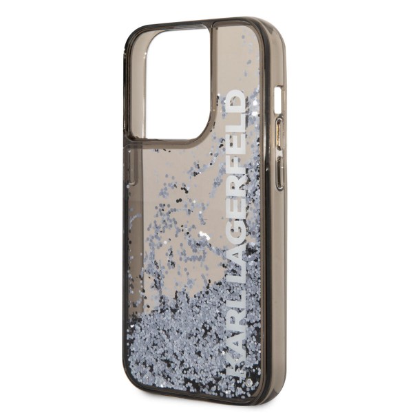 Karl Lagerfeld Liquid Glitter Translucent Case Elongated Logo Θήκη προστασίας – iPhone 14 Pro (Clear Black/Glitter)