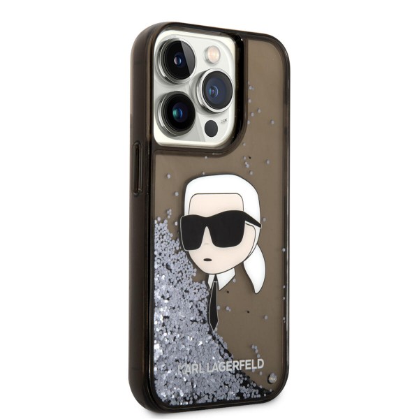 Karl Lagerfeld Ikonik Case Karl's Head Θήκη προστασίας από σκληρό πλαστικό – iPhone 14 Pro (Clear Black/Glitter)