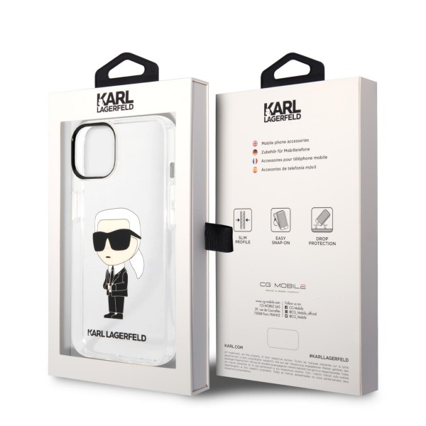 Karl Lagerfeld Ikonik Back Cover Case Karl Διάφανη θήκη προστασίας από TPU / PC – iPhone 14 Plus (Clear)