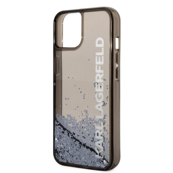 Karl Lagerfeld Liquid Glitter Translucent Case Elongated Logo Θήκη προστασίας – iPhone 14 Plus (Clear Black/Glitter)