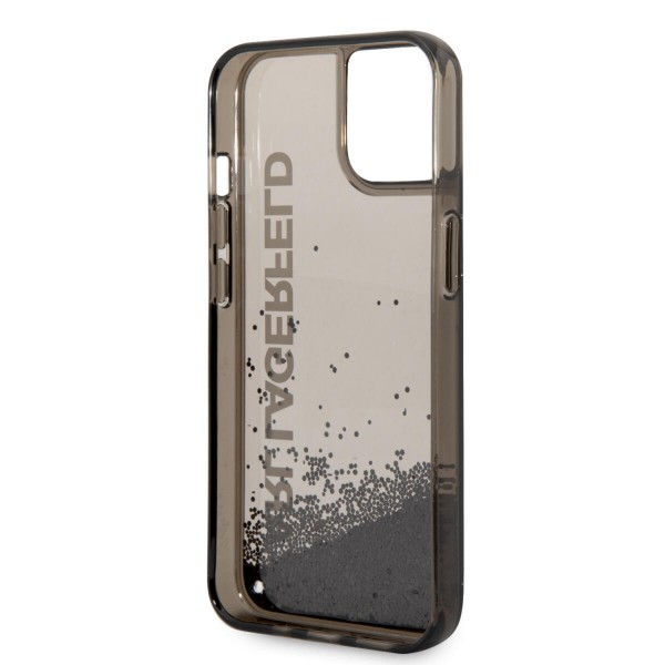 Karl Lagerfeld Liquid Glitter Translucent Case Elongated Logo Θήκη προστασίας – iPhone 14 Plus (Clear Black/Glitter)