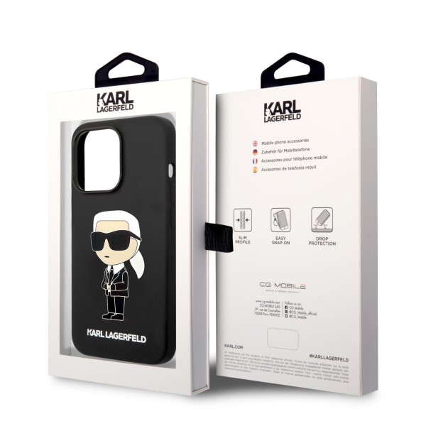 Karl Lagerfeld NFT Ikonik Magsafe Silicone Case Karl Θήκη προστασίας με ενσωματωμένο δαχτυλίδι MagSafe – iPhone 14 Pro (Black)