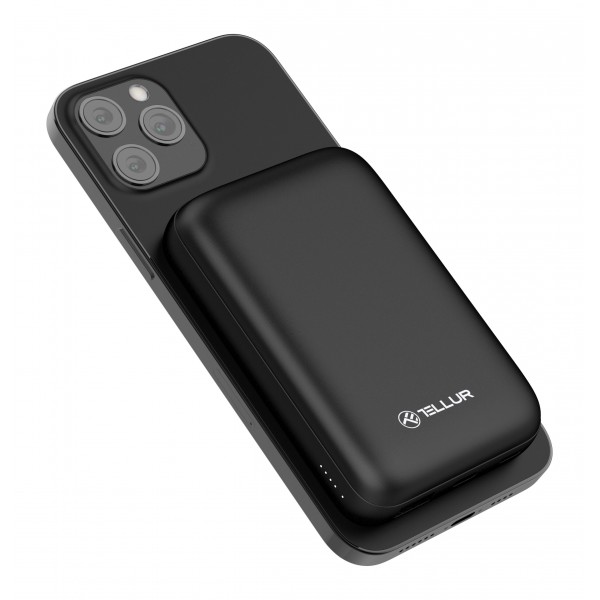 Tellur Compact Pro WPD101 Μαγνητικό Φορητό Power Bank 10.000mAh σε μαύρο χρώμα (TLL158381)