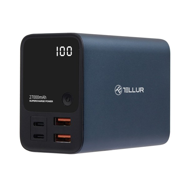 Tellur Ultra Pro Powerbank PD903 27.000mAh σε μπλε χρώμα με 2xUSB-A & 2xUSB-C θύρες φόρτισης (TLL158391)