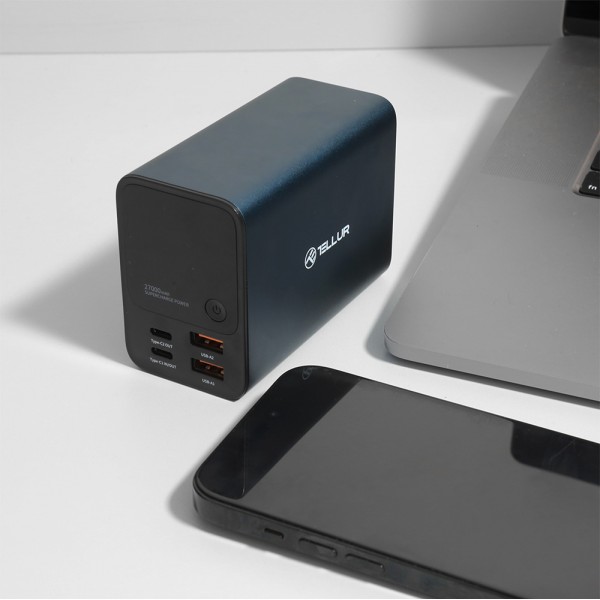 Tellur Ultra Pro Powerbank PD903 27.000mAh σε μπλε χρώμα με 2xUSB-A & 2xUSB-C θύρες φόρτισης (TLL158391)