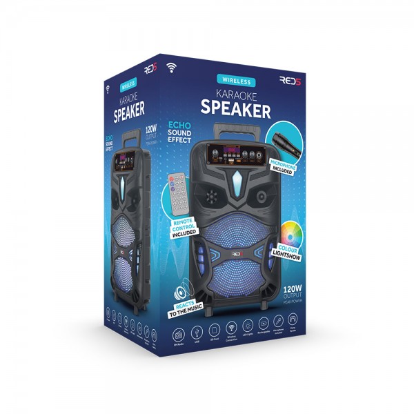 The Source  Karaoke Speaker with Mic Ηχείο με λειτουργία karaoke με μικρόφωνο και χειριστήριο σε μαύρο χρώμα (89308)