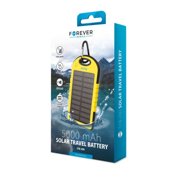 Αδιάβροχο ηλιακό Powerbank Forever STB-200 χωρητικότητας 5.000 mAh (κίτρινο)