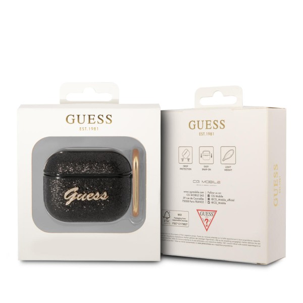 Guess Glitter Flakes Case Θήκη προστασίας από σιλικόνη για Apple Airpods 3 (Black) #GUA3HGGSHK